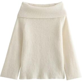 Wyeysyt Womens Off The Shoulder Sweaters Knit Oversized Pullover Sweaters Chunky Long Sleeve Pullover Tops