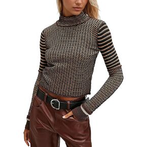 MISSACTIVER Women Casual Long Sleeve Mock Neck Plaid Sweaters Color Block Slim Fit Knitted Pullovers Tops Fall Winter 2024 in Kuwait