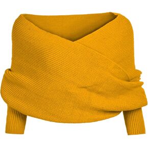 Women’s Fall Fashion Long Sleeve Off Shoulder V Neck Asymmetric Hem Knit Cropped Sweater Top