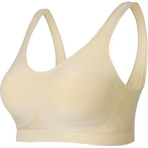 Lemef Wireless Bra for Women No Underwire Seamless Underoutfit Bra with Support and Lift Padded Wirefree Sports Bra