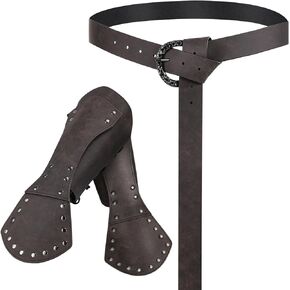 Renaissance Accessories, Medieval Belt & Leather Bracers for Viking, Knight, Pirate Cosplay, Halloween Costumes