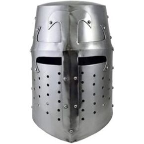 AnNafi® Crusader Helmet | Knight Templar Helm | Medieval Armour Wearable For Men Antique Helmets | Combat Free-Size Reenactment SCA LARP Cosplay Costumes Armor Silver | Halloween & Drama Costume