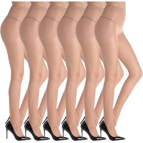 YAGAXI 20D Sheer Tights for Women - 6 Pairs Women's Control Top Pantyhose