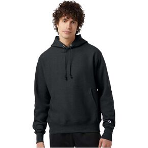 Champion S101 Men's Reverse Weave Hooded Sweatshirt, Heavyweight 12 oz. Fleece, Shrink-Resistant, Front Pouch Pocket (US, Alpha, Medium, Regular, Regular, Charcoal Heather)