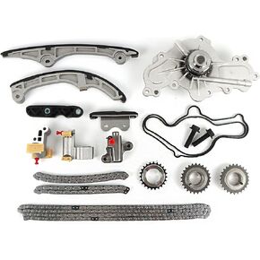 Engine Timing Chain Kit - with Water Pump Fits for 2007-2010 Ford Edge Flex Taurus 3.5L for Lincoln MKS MKT MKX for Mazda 6 CX-9 3.5L 3.7L DOHC Replace OE AT4Z-6306-A 7T4Z-6256-A 7T4Z-6268-CA
