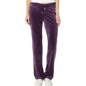 Juicy Couture Womens, Solid Rib Waist Velour Pant W/Drawcord, Plum, Small, 32 in Saudi Arabia