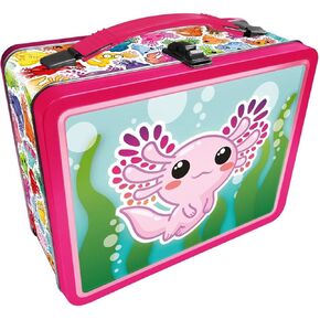 AQUARIUS Axolotl Fun Box - Sturdy Tin Storage Box with Plastic Handle & Embossed Front Cover - Officially Licensed Axilotl Merchandise & Collectible Gift