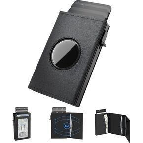 محفظة رجالية مع حامل بطاقة لـ Airtag - محفظة جلدية نحيفة منبثقة لـ Apple Airtag - حافظة بطاقات معدنية ذكية وبسيطة مع حجب RFID للجيب الأمامي - حامل بطاقة الائتمان مع صندوق هدايا in Kuwait