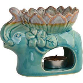 Fragrance Essential Oil Burner Tealight, Tea Light Candle Wax Warmer, Tealight Fragrance Oil Warmer (Ice Cracked Glaz Elephant Shape)