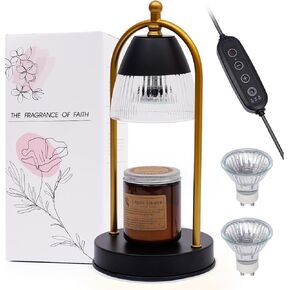 Candle Warmer Lamp - Electric Candle Warmer Light for Bedroom，Candle Warmer Lamp with Timer, Mom Christmas Birthday Gifts for Women,Candle Wax Warmer for Scented Wax with 2 Bulbs (Black)