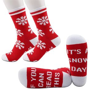 JXGZSO 2 Pairs Teacher Snow Day Gift Snow Lover Socks Can Read This It's A Snow Day Socks Christmas Gift