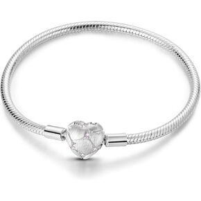 New 925 Sterling Silver Classic Colorful Heart-shaped Tree Snake Bone Chain Bracelet fits Design Charm Bead DIY Exquisite Gifts