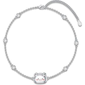 Pig Birthstone Bracelet For Women 925 Sterling Silver Cute Pig Bracelet for Pigs Lover Gift