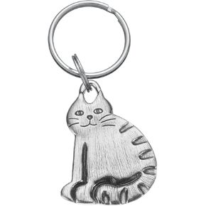 DANFORTH – Tabby Cat Keyring, 2" – Lanyard, Purse & Backpack Keychain Accessories – Cute Pet & Animal Charms For Cat Lovers – High End Pewter Key Chains – Split Key Ring – Made In USA