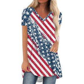 KKG Tops Tunics for Women to Wear with Leggings, Casual Loose Fit V Neck Short/Long Sleeves T Shirt