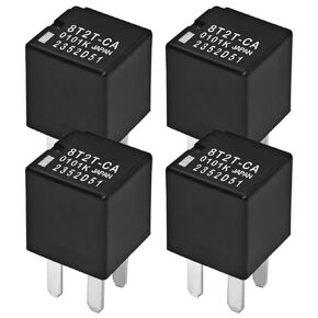8T2T-CA 0101K Relay (Pack of 4) - High-Performance 12VDC 20A Plug-in Relay for Ford Vehicles - Ultra Micro Size, Durable, Easy Installation