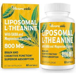 L-Theanine 800mg Supplement with GABA and Magnesium Glycinate - Natural Compound, Sleep and Relaxation (60 Softgels)