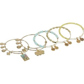 Alex and Ani AS21SPONGE7SG، مجموعة سبونج بوب سكوير بانتس مكونة من 5 قطع، ذهبي لامع، متعدد، سوار