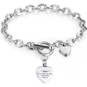 Heart Urn Bracelet for Ashes Women Men Memorial Pendant Locket Cremation Bracelet Ashes Holder Adjustable Keepsake Bangle Ash Jewelry
