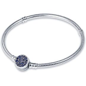 KUNSIR 925 Sterling Silver Snake Chain Bracelet Basic Charm Bracelets with 5A Cubic Zirconia for Women Teen