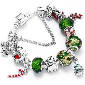 Christmas Tree Charms Bracelet, Merry Christmas Jewelry, 20CM, Silver, SHAPER681359413002
