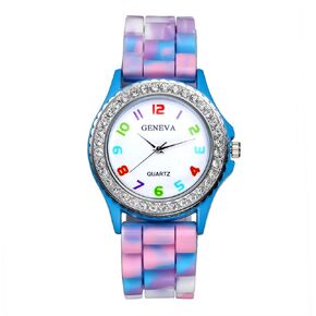 Lancardo Women's Quartz Watch Rhinestone Rainbow Color Silicon Jelly Fun Play Colorful Casual Dress Wrist Watches Birthday Christmas