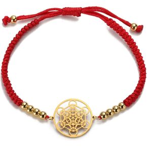 EUEAVAN Metatrons Cube Bracelet Adjustable Beaded Couple Sacred Geometry Bracelet Archangel Handmade Braided Rope Lucky Red String Bracelet kabbalah Amulet Statement Jewelry