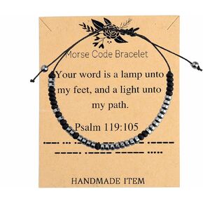 LQRI Christian Bible Verse Morse Code Bracelet Psalm 119:105 Bracelet Christian Religion Gift Scriptures gift Scriptures