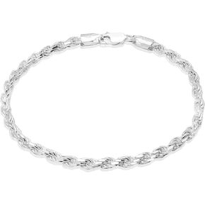 Honolulu Jewelry Company Sterling Silver 3.5mm - 5.5mm Rope Chain Necklace or Bracelet, 7.5" - 28"