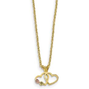 Sonia Jewels Solid 10k Tri-Color Black Hills Gold Double Heart Necklace Chain (13.6mm)