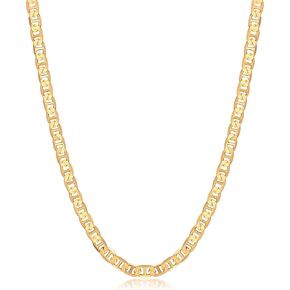 Barzel 18K Gold Plated Mariner Chain Necklace for Women, Flat Marina 18K Gold Plated Necklace