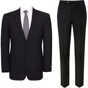 Men's Suit 2 Piece Classic Fit 2 Button Single Breasted Business Jacket Blazer Flat Pants Set