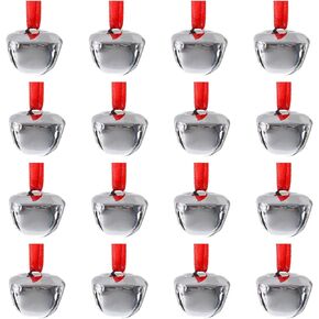 Marrywindix 16 Pcs Christmas Bells 1.5 Inch Silver Bells Ornaments Bulk Polar Express Bell with Red Ribbon Christmas Hanging Bell Decoration for Christmas Tree Decoration Party Gifts Favors