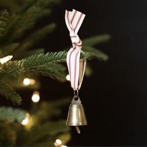 Antique Gold Finish Bell Ornament Set, Brass Bell Ornament, Scandinavian Ornament, Mini Bell Christmas Ornament, Modern European Farmhouse
