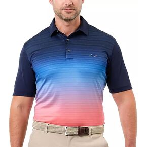 Greg Norman Men's Performance Golf Polo, Robin Blue/Georgia Peach, Large