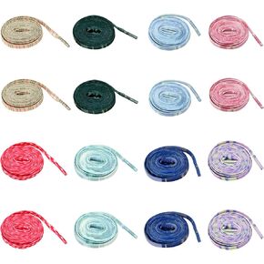 yueton 8 Pairs Plaid Checkered Shoe Laces Flat Printed Shoelaces Fun Colorful Shoelaces for Sneakers Sport Shoes