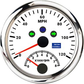 ARTILAURA GPS Speedometer 0-120MPH with Tachometer 8000 RPM AUTO Gauge Antenna 85mm 3 3/8" for Car Boat Marine ATV Vehicles