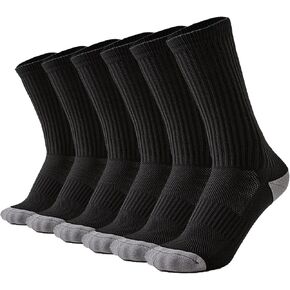 YWSLRC 6/8 Pairs Men's Crew Socks Athletic Sock Performance Full Cushioned Breathable Sport Work Running Sock Size 6-12