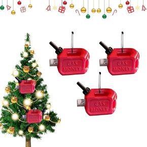 3Pcs Gas Can Ornament, 2024 New Gas Money Ornament, Gas Can Ornament Money Holder, Gas Money Ornament Holds Cash, Gas Can Money Holder Ornament 2023 for Christmas Tree Ornaments (3Pcs)
