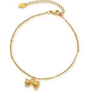 Waterproof Gold Ankle Bracelet for Women,14k Gold Plated Titanium and Stainless Steel Dainty Daily Foot Jewelry Anklet for Women