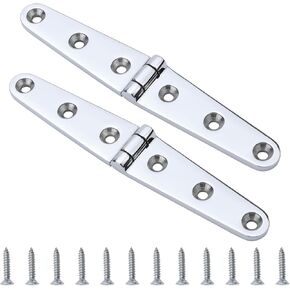Asymmetrical Shape Boat Strap Casting Hinge 316 Stainless Steel Cabinet Door Flush Triangle Hinges Marine Hardware W/Fasteners (6 inch x 1 inch 2 Pack)