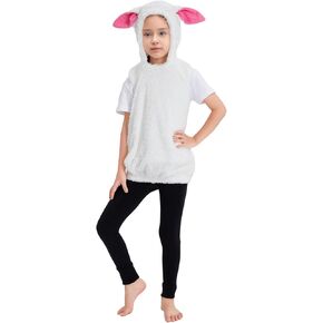 Kids Animal Costume Unisex Fleece Hooded Vest Cute Sheep Costume Christmas Outfit for Boys Girls