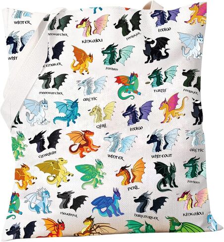 PXTIDY Wings Fire Dragon Dragonology Novel Gift Book of Dragons Darkstalker Tote Bag Fantasy Dragon Tribes Dragon Lovers Gift in Kuwait