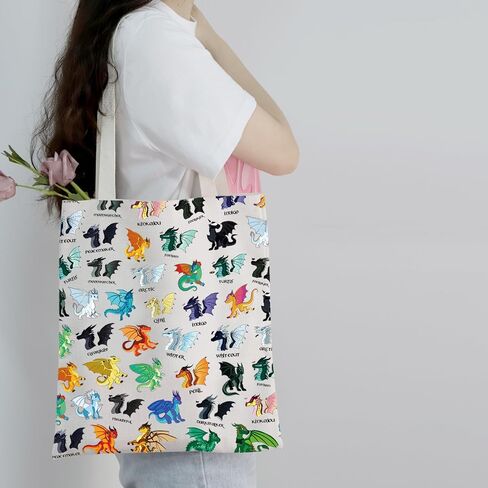 PXTIDY Wings Fire Dragon Dragonology Novel Gift Book of Dragons Darkstalker Tote Bag Fantasy Dragon Tribes Dragon Lovers Gift in Kuwait