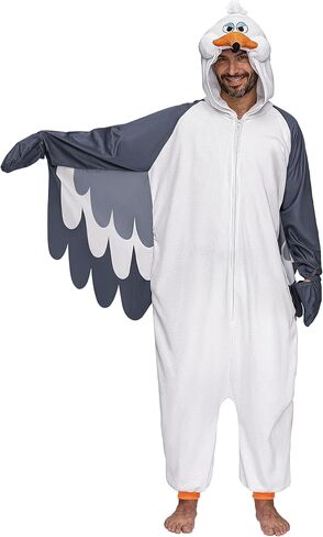 بيجامة Spooktacular Creations للبالغين من الجنسين، زي بذلة بغطاء للرأس Seagull، ملابس نوم بغطاء للرأس بسحاب لزي الهالوين التنكري، مقاس M in Saudi Arabia