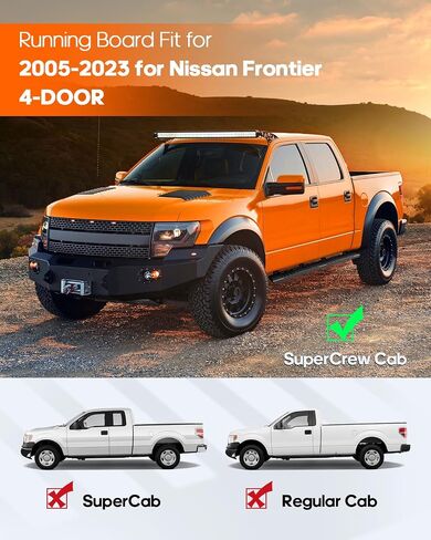 OCPTY 6 Inches Running Boards, Steps Nerf Bars Compatible for Nissan Frontier 2005-2023 Crew Cab Only, Aluminum Black Side Steps Nerf Bars in Saudi Arabia