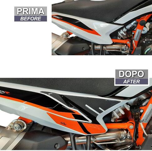 Motorcycle 3D Stickers Compatible with KTM 890 Adventure-R 2021. Side Motorcycle Protections from Impact and Scratches. Pair of Resin Stickers - Made in Italy in Kuwait