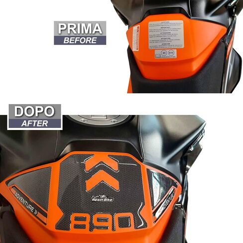 Motorcycle 3D Stickers Compatible with KTM 890 Adventure-R 2021. Side Motorcycle Protections from Impact and Scratches. Pair of Resin Stickers - Made in Italy in Kuwait