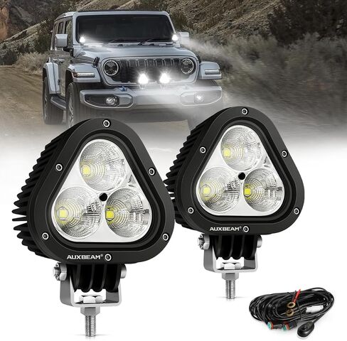 Auxbeam 4 بوصة LED LED القرون، أضواء الطرق الوعرة العنبر 9000LM 90W أضواء الضباب الصفراء على الطرق الوعرة جراب الضوء بقعة الفيضانات كومبو LED القيادة ضوء الخندق ضوء مساعد عالمي لشاحنة جيب ATV UTV in Kuwait
