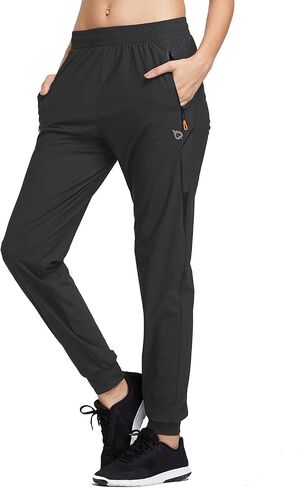 BALEAF Women's Joggers Running Hiking Pants Lightweight Quick Dry Athletic Travel Workout with Zipper Pockets in Kuwait